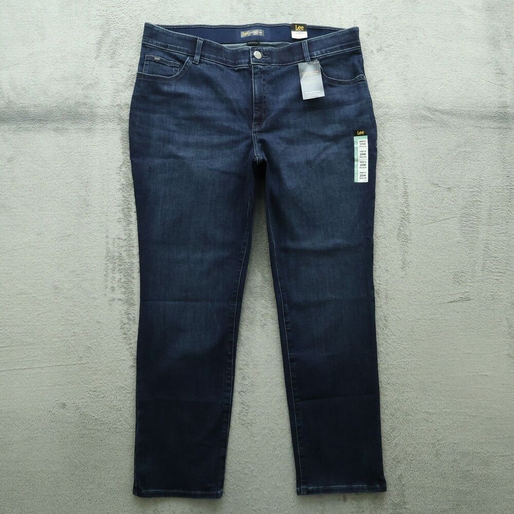 Lee Plus Jeans Women's Size 20W High-Rise Flex Straight Leg Denim 31" Inseam NWT